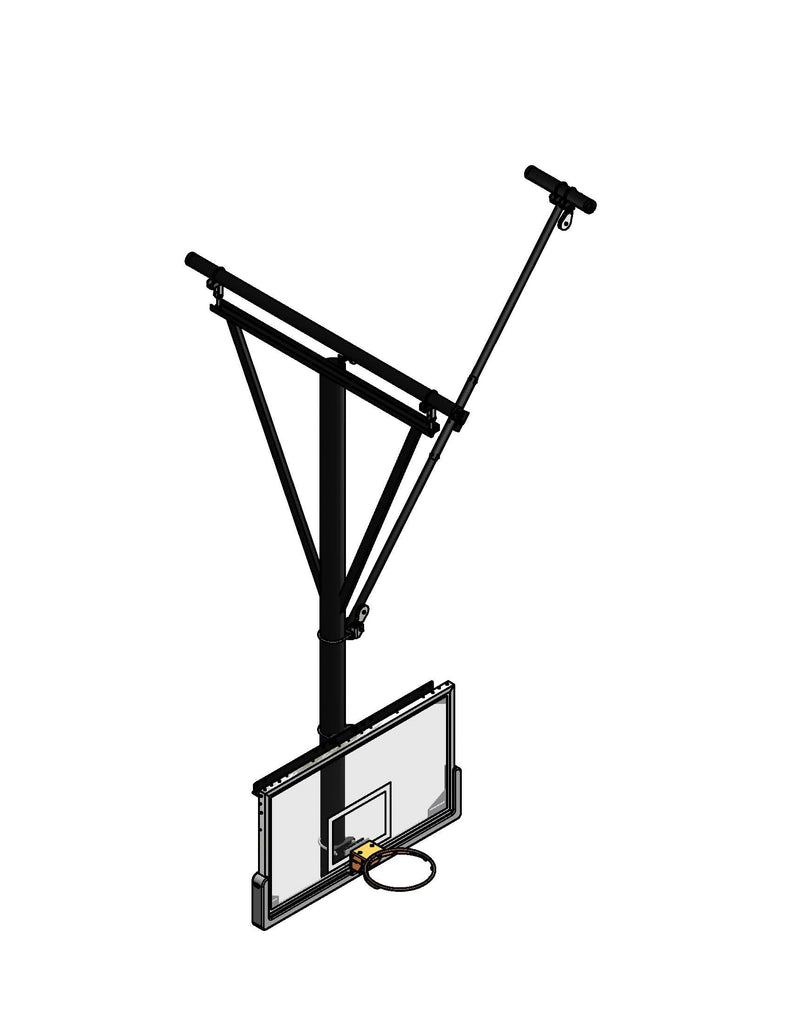 Single Post Side-Braced Side-Folding Ceiling Hung Basketball Backstop