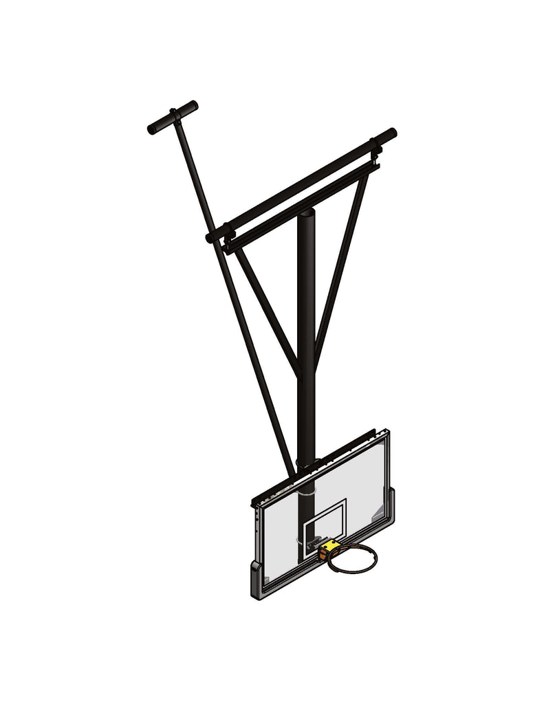 Single Post Rear-Braced Stationary Ceiling Hung Basketball Backstop
