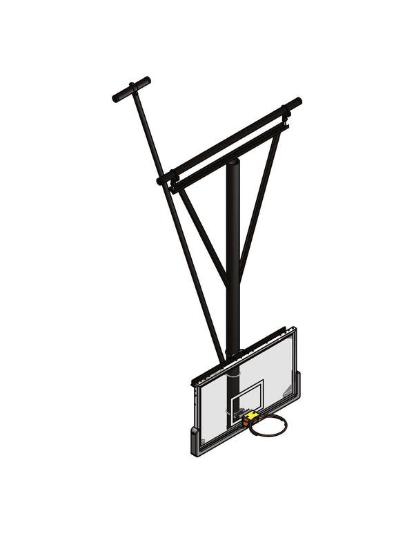 Single Post Rear-Braced Stationary Ceiling Hung Basketball Backstop