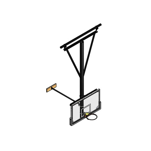 Single Post Wall-Braced Stationary Ceiling Hung Basketball Backstop