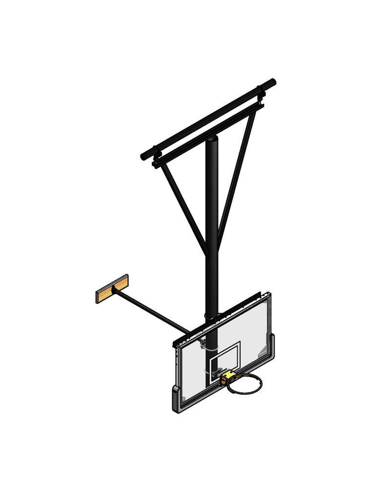 Single Post Wall-Braced Stationary Ceiling Hung Basketball Backstop