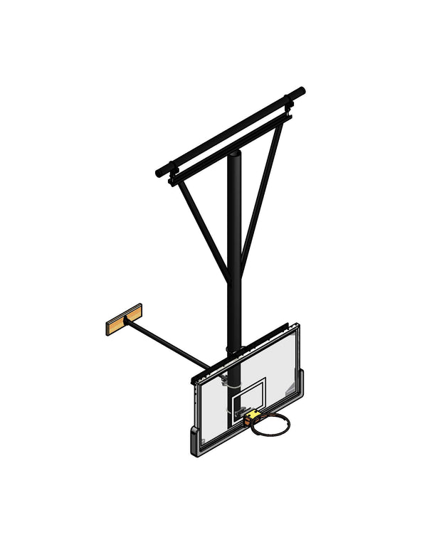 Single Post Wall-Braced Stationary Ceiling Hung Basketball Backstop