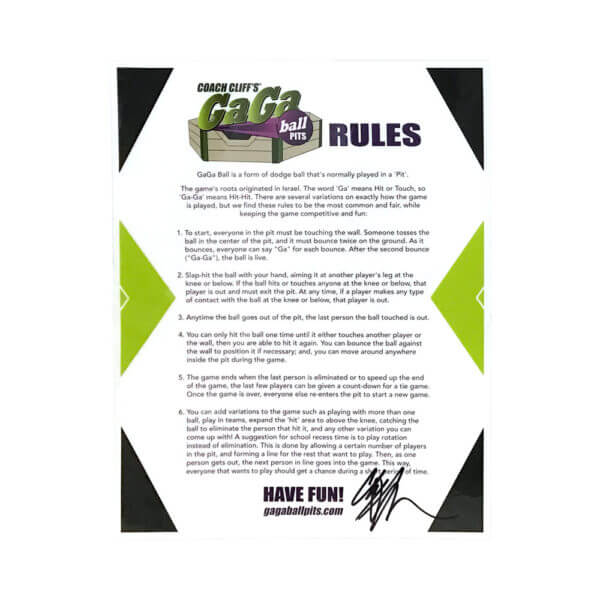 GaGa Game Rules – Laminated