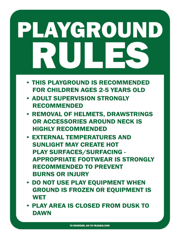 Playground Rules Sign 18" by 24"