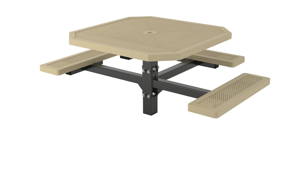 46" x 57" Innovated Accessible Octagon Pedestal Table with 3 Attached Seats
