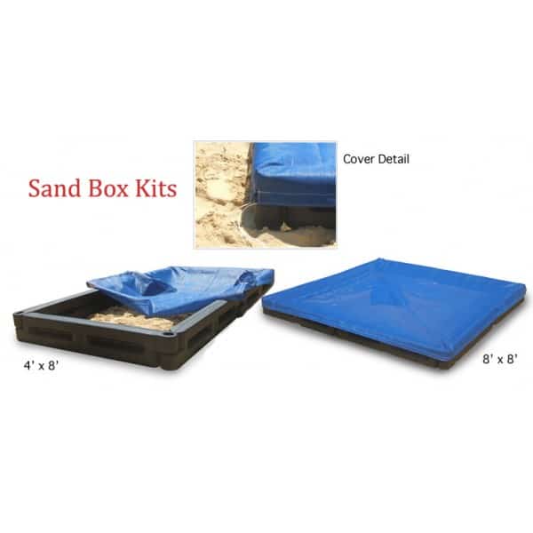 The sandbox kit includes everything you need to build your own sandbox structure, including the cover and the sandbox barriers to build to the perimeter of the sandbox.