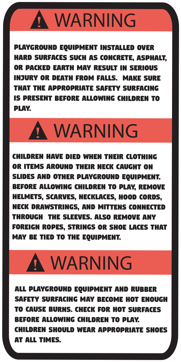 Playground Warning Safety Sticker